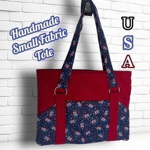 Handmade Red and Blue Fabric Tote